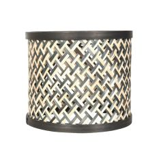 Naturel met zwart bamboe/houten lampenkap K3084BS ⌀20cm met E27 support.