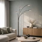 Modern 5-light floor lamp 1327CA – Cacao colored LED arc lamp with dimming function