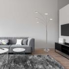 5-lichts vloerlamp Synna 1327ST – Stijlvolle LED booglamp met dimfunctie - Staal - Elektronica, Glas, Metaal - Steinhauer
