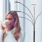 5-lichts vloerlamp Synna 1327ZW – Stijlvolle zwarte booglamp met LED en dimfunctie - Zwart - Elektronica, Glas, Metaal - S...