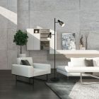 Vloerlamp Fjorgard 1702ZW - stoere 2-lichts lamp in zwart met metaal - Staal, Zwart - Elektronica, Kunststof, Metaal - Ste...