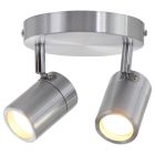 Staalkleurige 2-lichts spot Upround 2487ST inclusief lichtbronnen - Staal - Elektronica, Kunststof, Metaal - Steinhauer