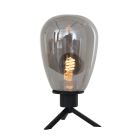 Tafellamp Reflexion 2682ZW zwarte lamp met smoke glas - Zwart - Elektronica, Glas, Metaal - Steinhauer