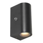 Buitenlamp Logan 2720ZW - zwarte wandlamp met sensor en up-downlicht - Zwart - Elektronica, Glas, Metaal - Steinhauer
