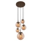 Bollique Pendant Light 2730CA cocoa 5-light lamp with amber glass