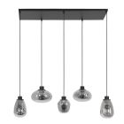 Hanglamp Reflexion 3078ZW zwarte 5 lichts lamp met smoke glas - Zwart - Elektronica, Glas, Metaal - Steinhauer (foto 2)