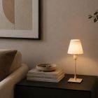 Tafellamp Ancilla 3100CR crème touch on/off met wit glas