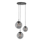Hanglamp Bollique 3123ZW zwarte 3 lichts lamp met smoke glas - Zwart - Elektronica, Glas, Metaal - Steinhauer (foto 2)