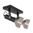 Spot - plafondlamp Acier 3338ZW Zwart met 2 x E27 fitting - Staal, Zwart - Elektronica, Kunststof, Metaal - Steinhauer