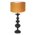Tafellamp Lyons 3484ZW Zwart met goud velours kap en snoer schakelaar - Goud - Hout, Textiel - Steinhauer