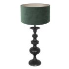 Lampe de table Lyons 3487ZW Noire – Avec Abat-jour en Velours Vert et Interrupteur sur Câble