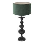 Tafellamp Lyons 3487ZW Zwart met groen velours kap en snoer schakelaar - Groen - Hout, Textiel - Steinhauer