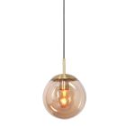 Hanglamp Bollique 3496ME messing lamp met amber glas Ø20 cm - Messing - Elektronica, Glas, Metaal - Steinhauer
