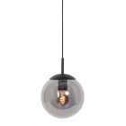 Hanglamp Bollique 3497ZW zwarte lamp met smoke glas Ø25 cm - Zwart - Elektronica, Glas, Metaal - Steinhauer