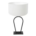 Lampe de table noire Stang 3507ZW avec abat-jour en lin blanc et interrupteur