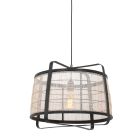 Hanglamp Capos 3511ZW zwart met jutte E27 fitting - Creme, Zwart - Metaal, Textiel - Steinhauer