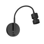 Upround 3517ZW wandlamp zwart met 2 x USB en flexibele arm