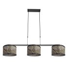 Black 3-light pendant lamp Rod 3743ZW with clear black bamboo shades