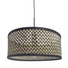 Hanglamp Sparkled Light 3753ZW zwart met zwart/beige bamboe kap