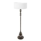 Lampadaire noir Bois 3773ZW avec interrupteur et abat-jour en lin blanc