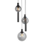 Hanglamp Bollique 3800ZW zwarte 5 lichts lamp met smoke glas - Zwart - Elektronica, Glas, Metaal - Steinhauer (foto 2)