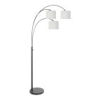 3-lichts vloerlamp Sparkled Light 3825ZW met grof wit linnen kappen