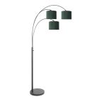 3-light floor lamp Sparkled Light 3827ZW with green velvet shades