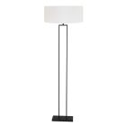 Lampe sur pied noire Stang 3851ZW avec abat-jour en lin blanc Ø50
