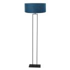 Zwarte vloerlamp Stang 3854ZW met blauwe velours kap Ø50
