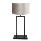 Black table lamp Stang 3858ZW with gray velvet fabric shade