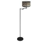 Vloerlamp Bella 3884ZW met blank-zwart gevlochten bamboe kap - Naturel, Zwart - Bamboe, Metaal - Steinhauer (foto 2)
