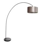 Booglamp Solva 3895ZW Zwart met een taupe fluwelen lampenkap - Zwart - Metaal, Textiel - Steinhauer (foto 2)