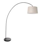 Booglamp Solva 3905ZW met een grijs linnen lampenkap