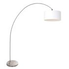 Booglamp Solva 3908ST Staal met een wit linnen lampenkap
