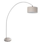 Booglamp Solva 3912ST Staal met een grijs linnen lampenkap