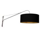 Wandlamp Elegant Classy 3957ST staal met zwarte linnen kap Ø50 cm