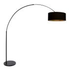 Booglamp Sparkled Light 3965ZW zwart met zwart linnen goud kap