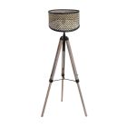 Vloerlamp Triek 4098ZW met naturel/zwart bamboe kap Ø40 cm