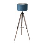 Floor lamp Triek 4102ZW with blue velvet shade Ø40 cm