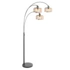 3-Lichts vloerlamp Breeza-Beach 4148ZW zwart met bamboe kappen