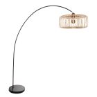 Arc lamp Solva 4156ZW black with natural bamboo shade