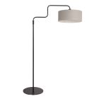 Lampe sur pied Bloeba 4163ZW noire avec abat-jour en lin gris brut