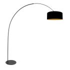 Schwarze Stehlampe Curve 4270ZW mit schwarzem Leinen Lampenschirm und goldfarbener Innenseite – Einzigartiges Design und funktionale Nutzung