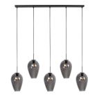 Hanglamp Drovia 4284ZW  met smoke glazen, subtiel speels design