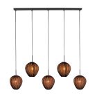 Suspension Silura 4287ZW – barre à 5 lumières avec abat-jours en lin