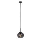 HaloSwap 4292ZW – Black pendant lamp with spherical smoke glass Ø20 cm
