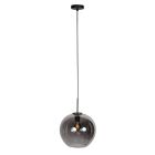 HaloSwap 4294ZW – Suspension noire avec verre fumé sphérique Ø30 cm