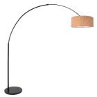 Bogenlampe Sparkled Light 4342ZW schwarz mit beige Korkstruktur Schirm
