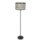 Vloerlamp Noor 4438ZW – Zwart armatuur met bamboe kap naturel/zwart