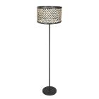Floor Lamp Noor 4438ZW – Black fixture with natural/black bamboo shade